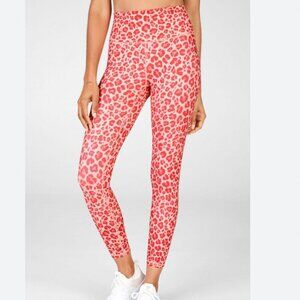 Fabletics Define PowerHold High Waisted 7/8 Legging Pink Leopard Print